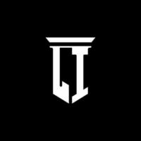 logo monogramme li avec style emblème isolé sur fond noir vecteur