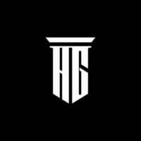 logo monogramme hg avec style emblème isolé sur fond noir vecteur