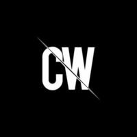 monogramme du logo cw avec modèle de conception de style slash vecteur