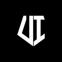 monogramme du logo ui avec modèle de conception de style de forme pentagonale vecteur