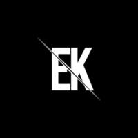 monogramme du logo ek avec modèle de conception de style slash vecteur