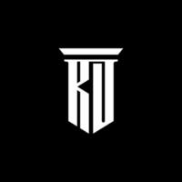logo monogramme ku avec style emblème isolé sur fond noir vecteur