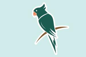 vert moderne et Facile perroquet oiseau autocollant conception vecteur illustration. animal la nature icône concept. abstrait emblèmes perroquet autocollant conception logo.