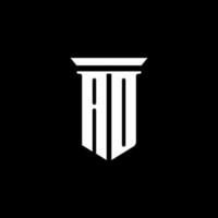 logo monogramme publicitaire avec style emblème isolé sur fond noir vecteur