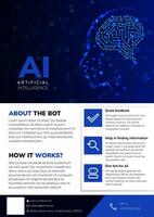 artificiel intelligence affiche dans humanoïde tête avec numérique cerveau. vecteur illustration