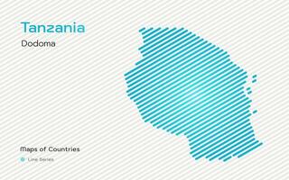 Tanzanie carte avec une Capitale de dodome montré dans une ligne modèle. stylisé Facile vecteur carte