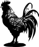 vecteur illustration. noir silhouette de une coq permanent sur un jambe. isolé sur une blanc Contexte.