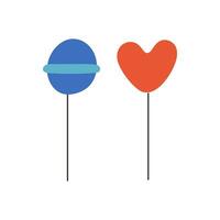 caramel sur une bâton dans le forme de une cœur. symbole de aimer, romance. conception pour la Saint-Valentin journée. vecteur