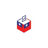 Taïwan élection concept, démocratie, vote scrutin boîte avec drapeau. vecteur icône illustration