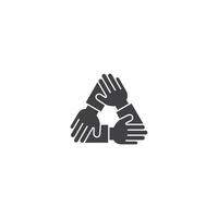 travail en équipe, Trois mains soutien chaque autre, mutuel Triangle. vecteur contour icône illustration