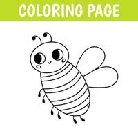 insecte coloration page, mignonne impression avec ligne abeille. imprimable feuille de travail avec Solution pour école et préscolaire. vecteur dessin animé illustration.