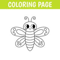 insecte coloration page, mignonne impression avec ligne papillon. imprimable feuille de travail avec Solution pour école et préscolaire. vecteur dessin animé illustration.