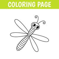insecte coloration page, mignonne impression avec ligne libellule. imprimable feuille de travail avec Solution pour école et préscolaire. vecteur dessin animé illustration.