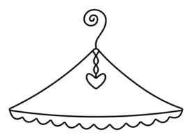 Célibataire mignonne manteau grille signe, Créatif symbole de noir ligne vêtements cintre avec une cœur, pictogramme de vêtements grille avec spirale et ondulation. modifiable accident vasculaire cérébral, pixel parfait vecteur icône