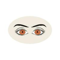 femelle yeux icône avec œil sourcils. illustration de femme sexy luxueux œil avec à la perfection en forme de les sourcils et plein cils. dessiné à la main idée pour affaires visite carte, typographie vecteur. vecteur