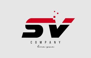 combinaison de logo de lettre alphabet sv sv en couleur rouge et noire. conception d'icônes créatives pour entreprise et entreprise vecteur