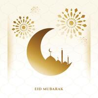 d'or Ramadan kareem lune et mosquée décoratif salutation vecteur