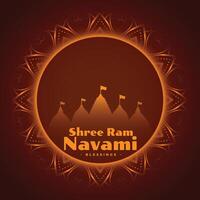 shree RAM navami Festival carte avec décoratif Cadre vecteur