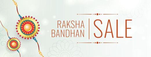 raksha bandhan blanc vente bannière avec réaliste rakhi vecteur