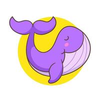 mignonne violet baleine dessin animé vecteur illustration. adorable et kawaii animal concept conception. sous-marin aquatique mammifères.isolés blanc Contexte.