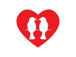 Valentin jour, silhouette mignonne des oiseaux dans aimer, l'amour symbole isolé vecteur