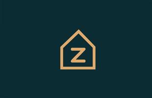 icône du logo lettre alphabet z jaune pour entreprise et entreprise avec conception de contour de maison vecteur