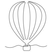 continu un ligne art dessin chaud air ballon air transport pour Voyage main tiré vecteur illustration.