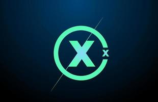 icône du logo noir bleu vert x alphabet lettre. conception avec cercle pour entreprise et entreprise vecteur