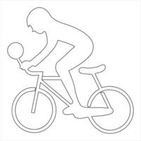 Célibataire ligne continu dessin de classique vélo et homme- femme classique vélo vecteur illustration