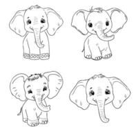 dessin animé éléphants vecteur esquisser