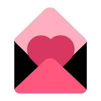 ouvert l'amour lettre enveloppe Valentin rose icône vecteur