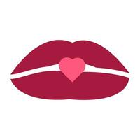 l'amour fille lèvres baiser Valentin rose icône vecteur