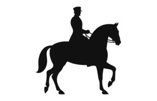 silhouette de une cavalerie soldat sur à cheval noir vecteur gratuit