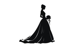 une la mariée noir silhouette vecteur gratuit