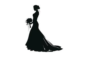 une la mariée noir silhouette vecteur art isolé sur une blanc Contexte