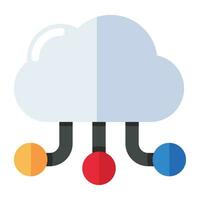 une icône du design plat du réseau cloud vecteur