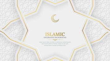 arabe islamique élégant blanc et d'or luxe ornemental Contexte avec islamique modèle et décoratif ornement frontière Cadre vecteur