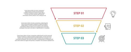 ligne concept pour infographie avec 3 pas, choix, les pièces ou processus. affaires Les données visualisation. vecteur