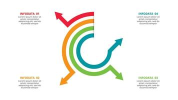 abstrait flèches de graphique, diagramme avec 4 pas, choix, les pièces ou processus. vecteur affaires modèle pour présentation