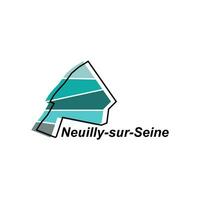 carte de neuilly sur Seine ville coloré géométrique moderne contour, haute détaillé vecteur illustration vecteur conception modèle, adapté pour votre entreprise