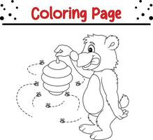 coloration page ours en portant abeille ruche vecteur