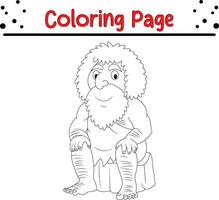 coloration page Homme des cavernes pour des gamins vecteur