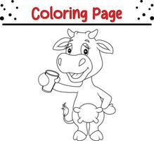 coloration page content vache donnant pouce en haut vecteur