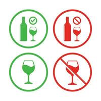 non de l'alcool signe et de l'alcool permis signe symbole vecteur illustration. interdiction signe ensemble pour alcool. vecteur illustration