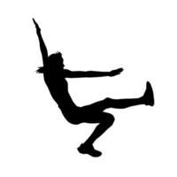 silhouette de une femelle Danseur dans action pose. silhouette de une femme dansant Heureusement. vecteur