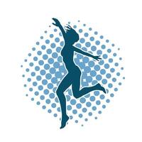 silhouette de une femelle Danseur dans action pose. silhouette de une femme dansant Heureusement. vecteur