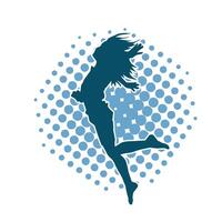 silhouette de une femelle Danseur dans action pose. silhouette de une femme dansant Heureusement. vecteur