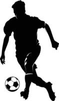 ai généré silhouette football Football joueur plein corps noir Couleur seulement vecteur