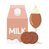 Milk-shake chocolat, boîte Lait Chocolat avec biscuits illustration vecteur