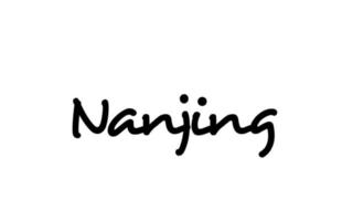 lettrage de main de texte de mot manuscrit de la ville de nanjing. texte de calligraphie. typographie en couleur noire vecteur